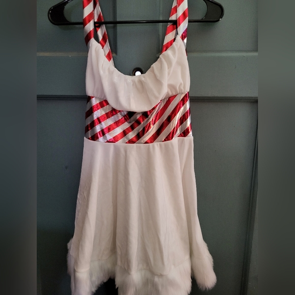 Mrs. Claus Costume. Dress, Hat & Leg Warmers. Size Large. Brand New. - Picture 2 of 5